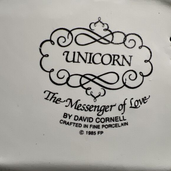 White Unicorn The Messenger Of Love By David Cornell 1985 Porcelain - Picture 10 of 10